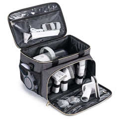 BABEYER dog grooming vacuum bag overview highlights organized storage for grooming tools.