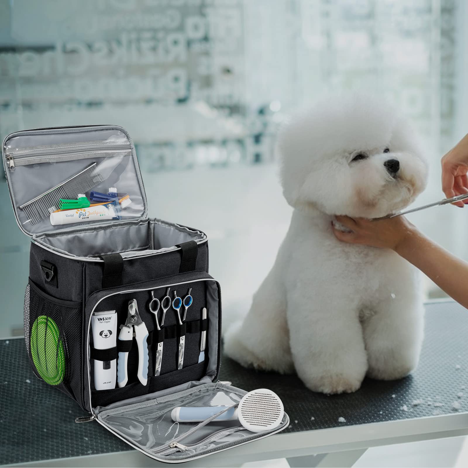 BABEYER Bag durable polyester construction supports daily grooming trips.