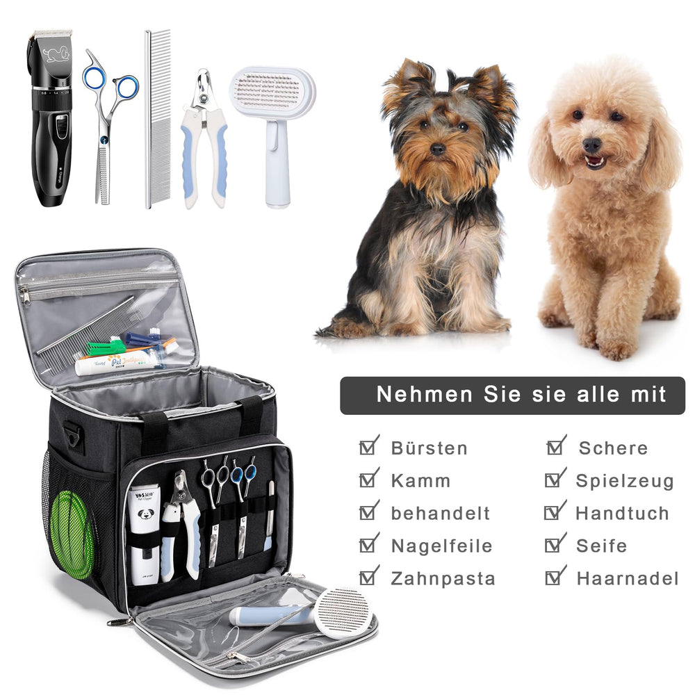 BABEYER Pet Grooming Bag adjustable strap enables cross-body carry.