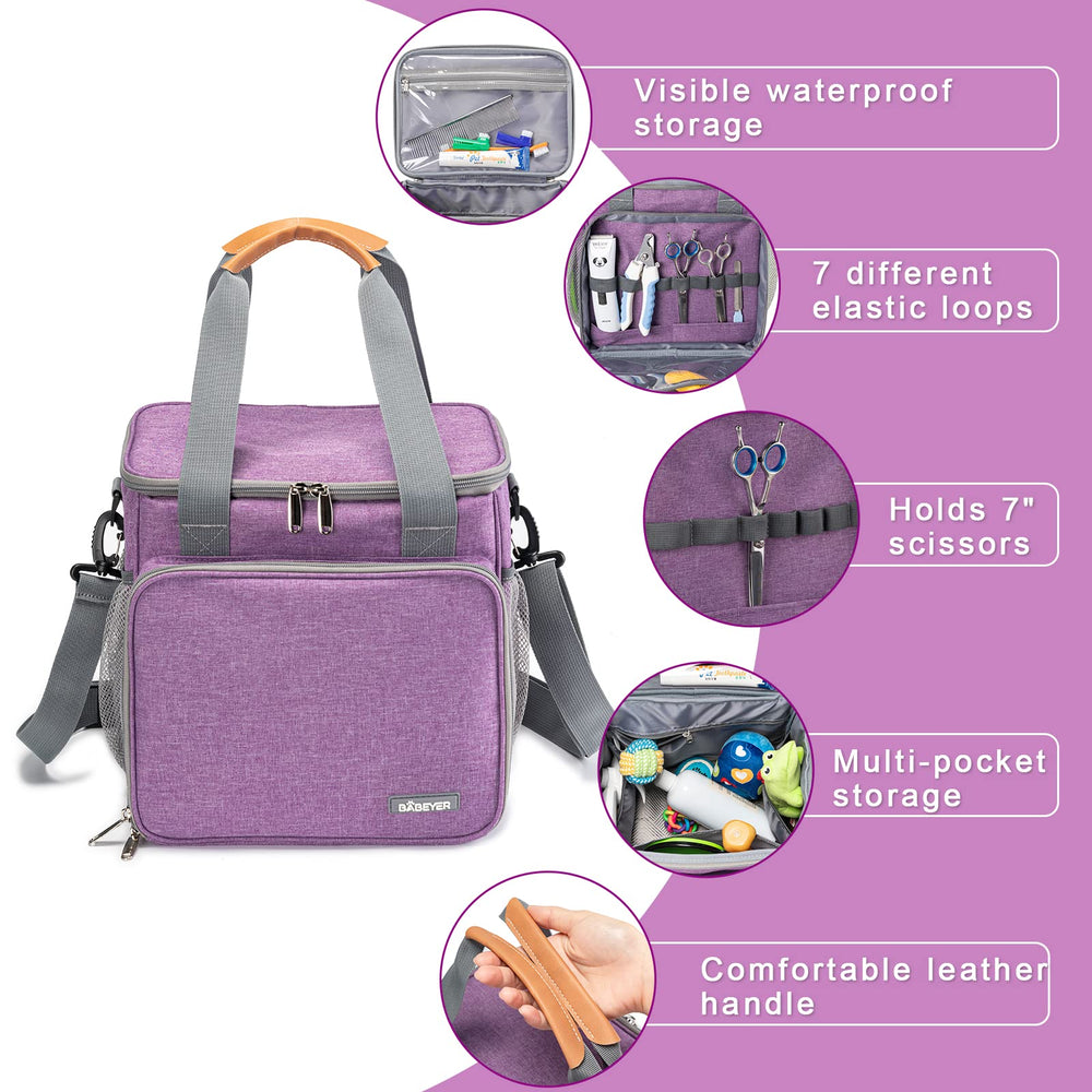 BABEYER Pet Grooming Tote interior pockets neatly separate brushes and gloves