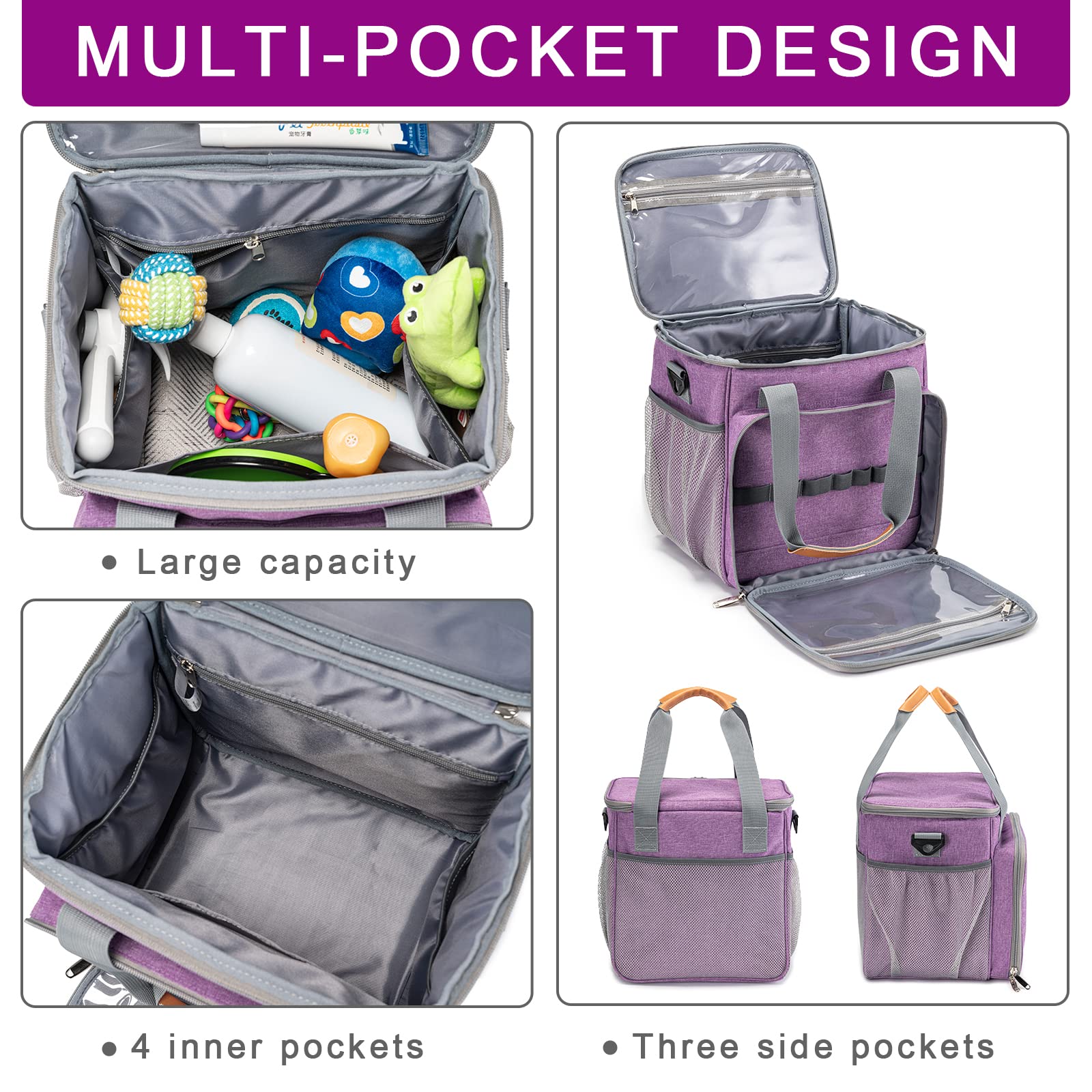 BABEYER Pet Grooming Tote tool slots keep scissors and clippers neatly organized