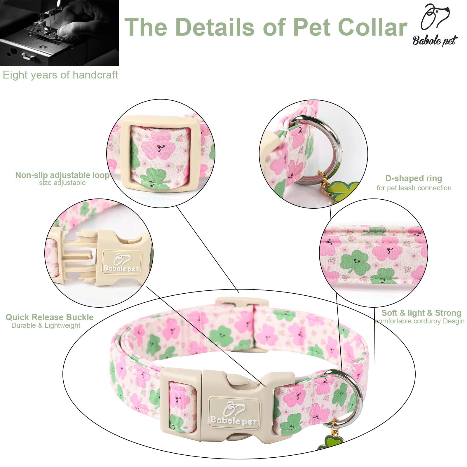 Babole Pet abrasion-resistant fabric collar provides comfortable, skin-friendly wear
