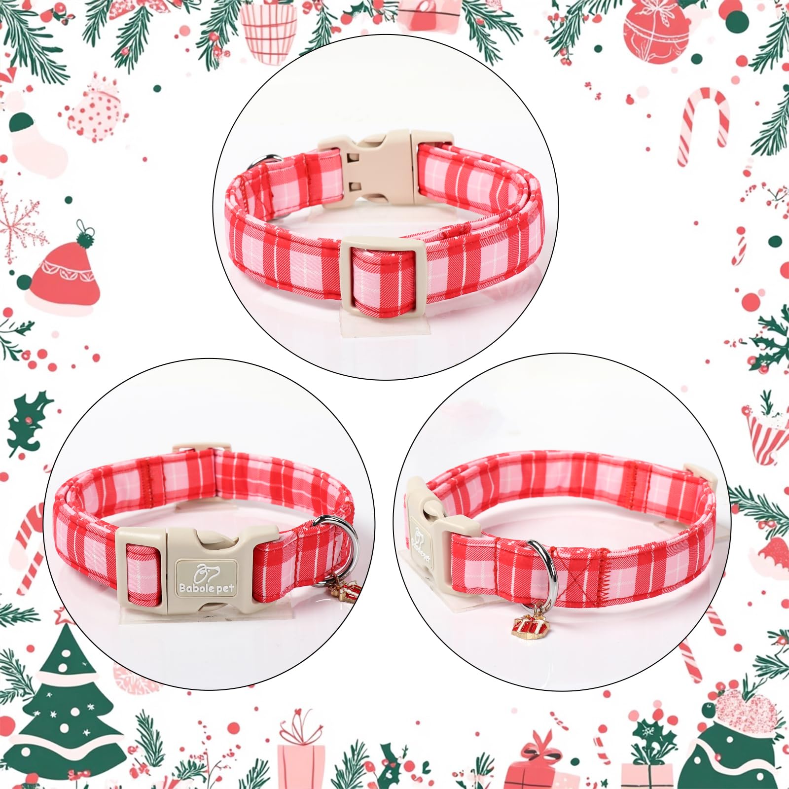 Babole Pet charm detail adds playful holiday charm for photos.