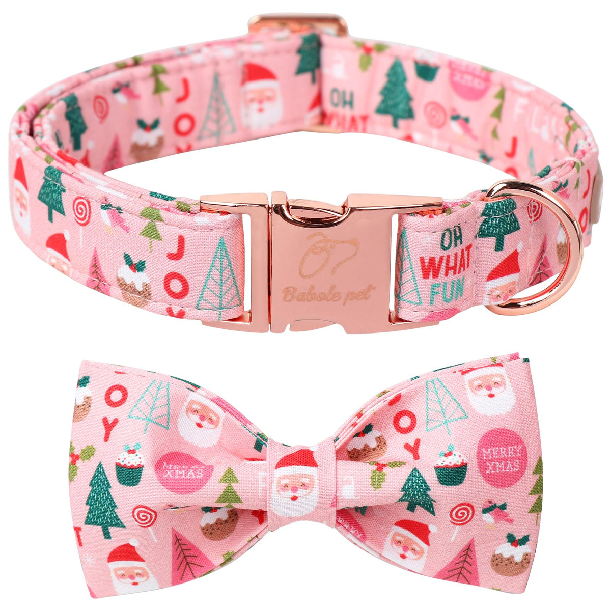 Babole Pet Christmas collar with adjustable neck 16–26 inches for a secure fit.