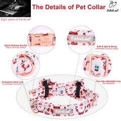 Babole Pet detachable bow tie on pink snowman collar enables DIY styling.