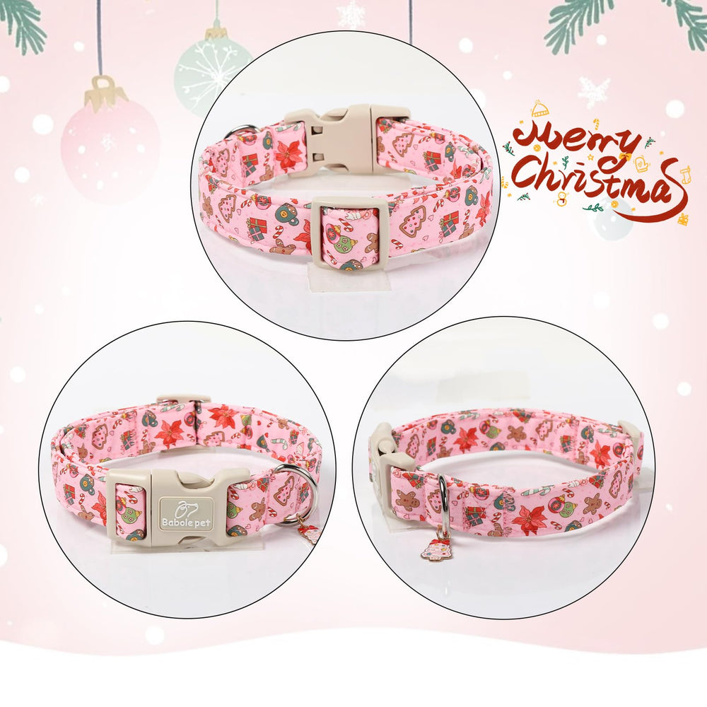 Babole Pet Christmas collar pink polka dot background complements festive outfits