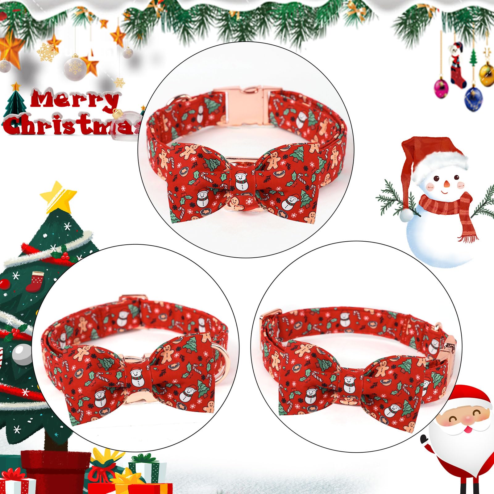 Babole Pet Christmas red fabric collar close-up highlights durable hardware