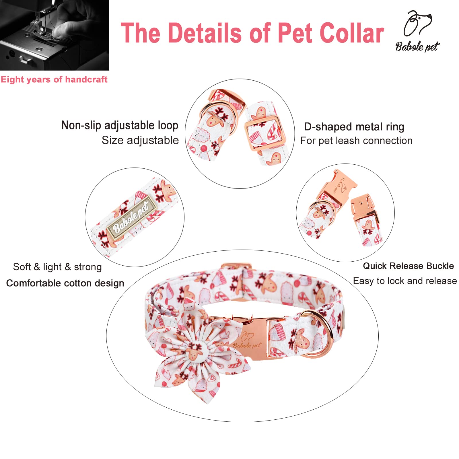 Babole Pet removable flower tie DIY styling with other collars