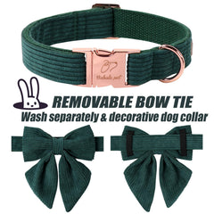 Babole Pet corduroy dog collar laday bow L—adjustable length for larger breeds