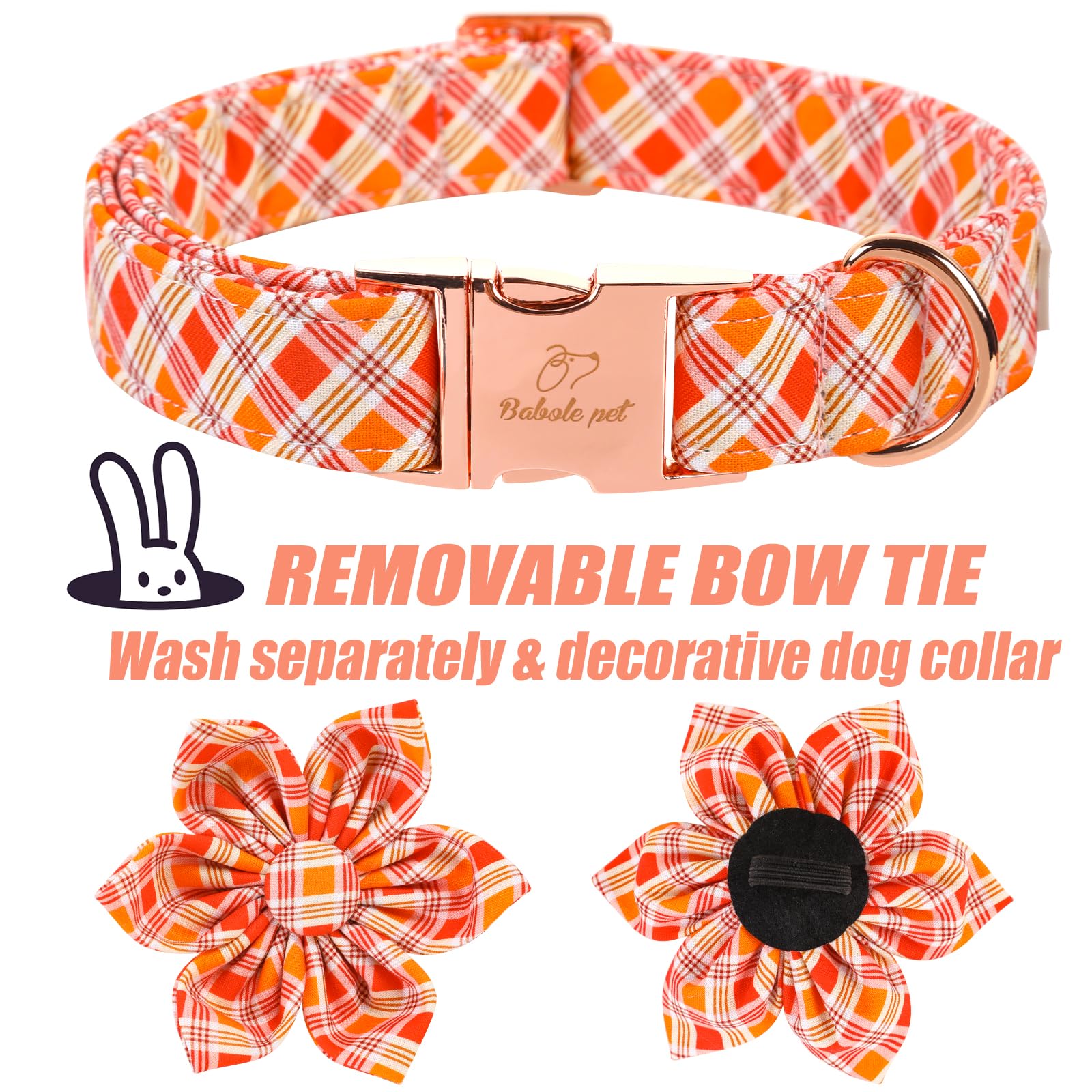 Babole Pet detachable bow with elastic bands for versatile styling.