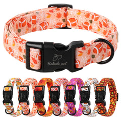 Babole Pet fall dog collar with pumpkins and maple leaves boosts seasonal charm for every dog.