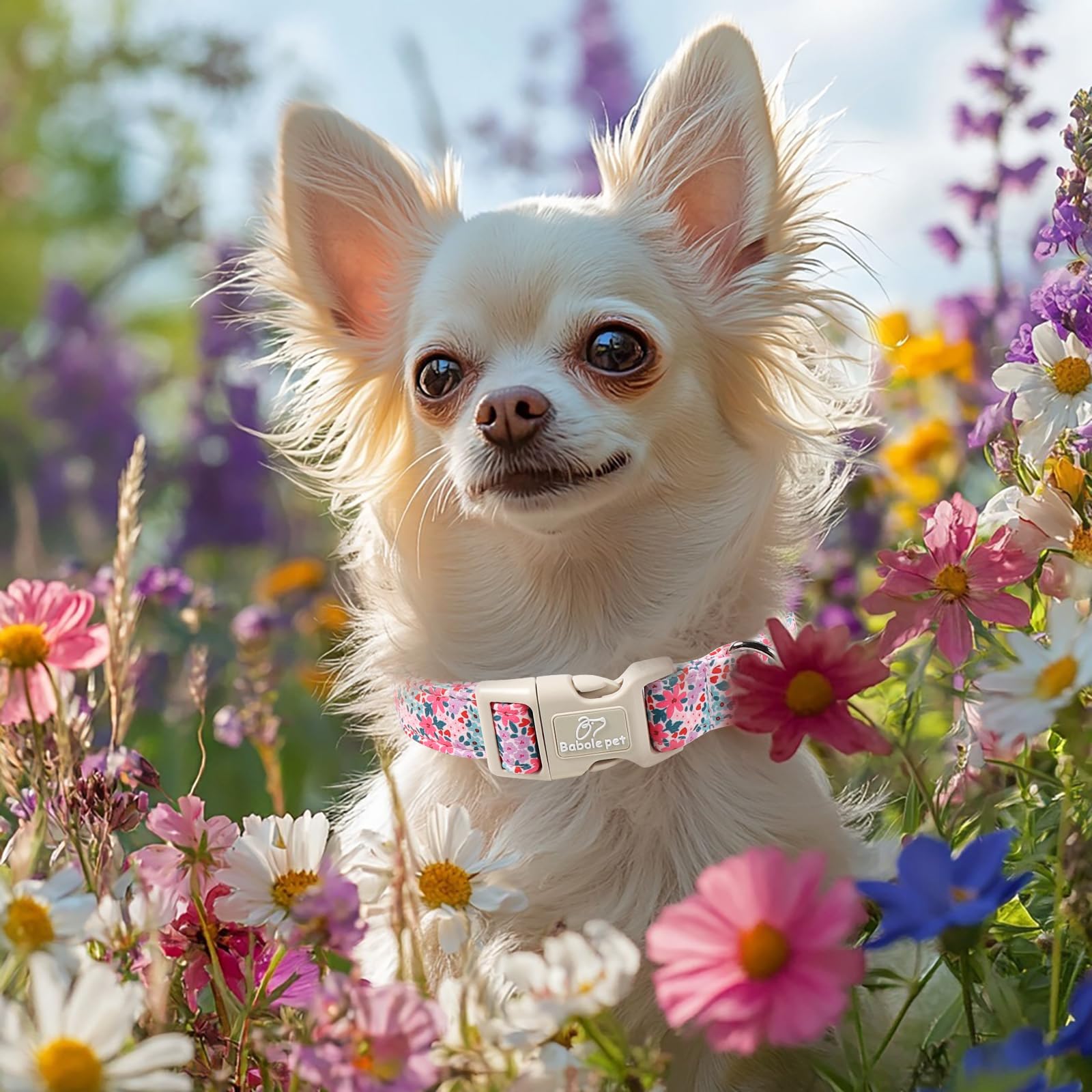 Babole Pet floral dog collar charm detail adds a cute moment for photos