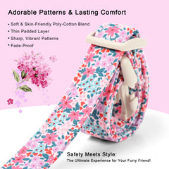 Babole Pet floral collar with metal D-ring enables secure leash attachment