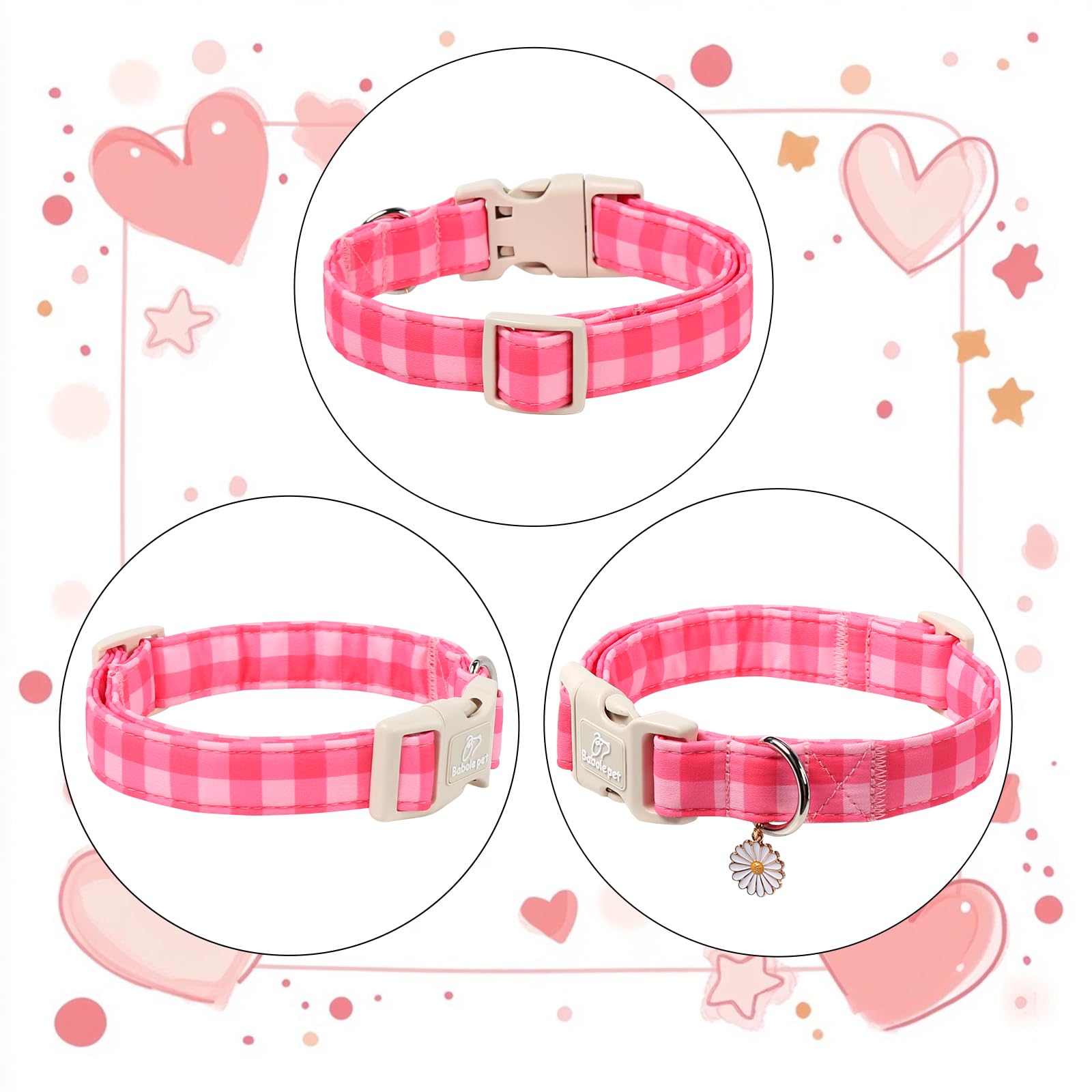 Babole Pet pink plaid collar worn at garden weddings for charming, photogenic moments