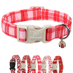 Babole Pet Plaid Collar closeup shows plush padding for daily comfort.