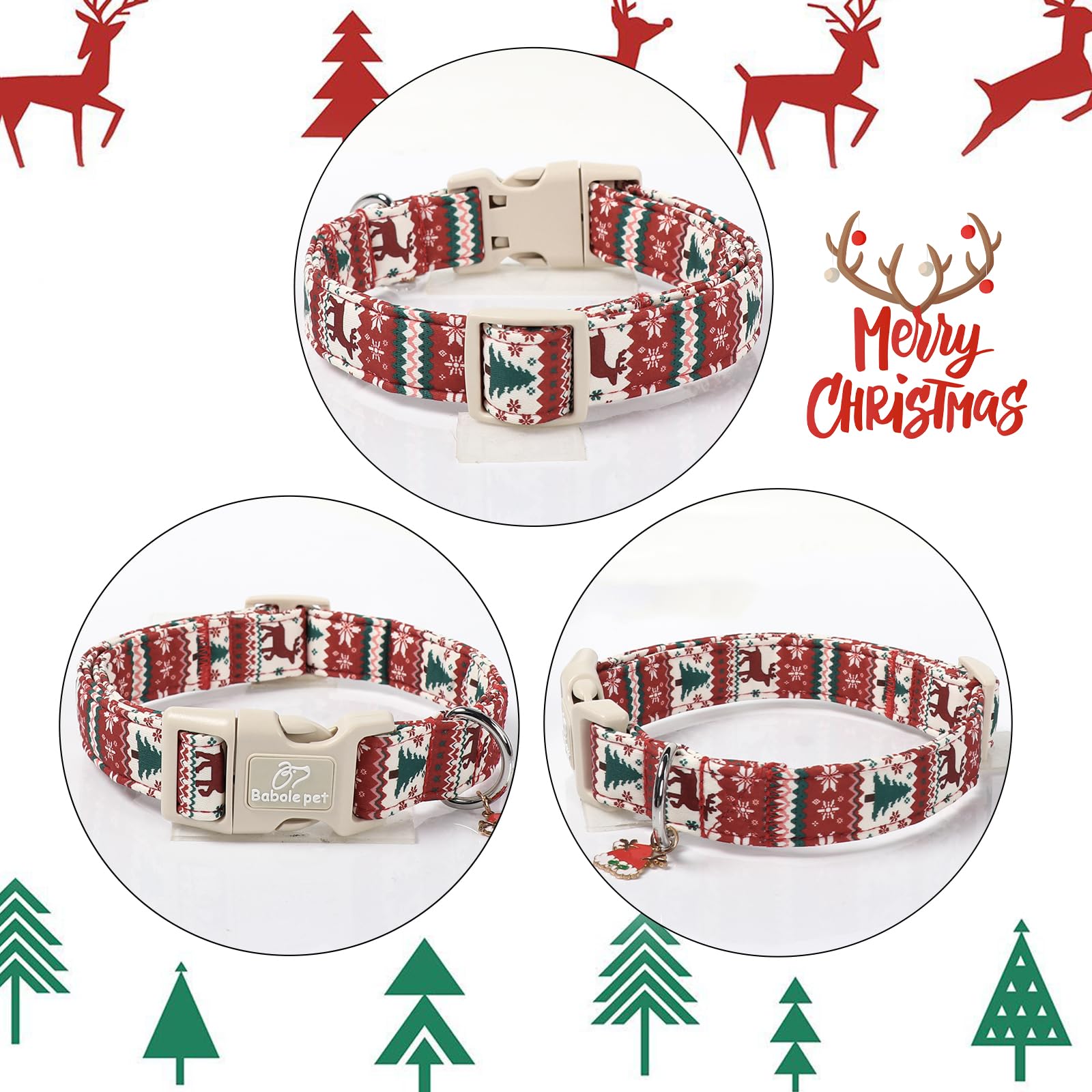 Babole Pet reinforced D-ring attachment ensures leash strength during holiday outings.