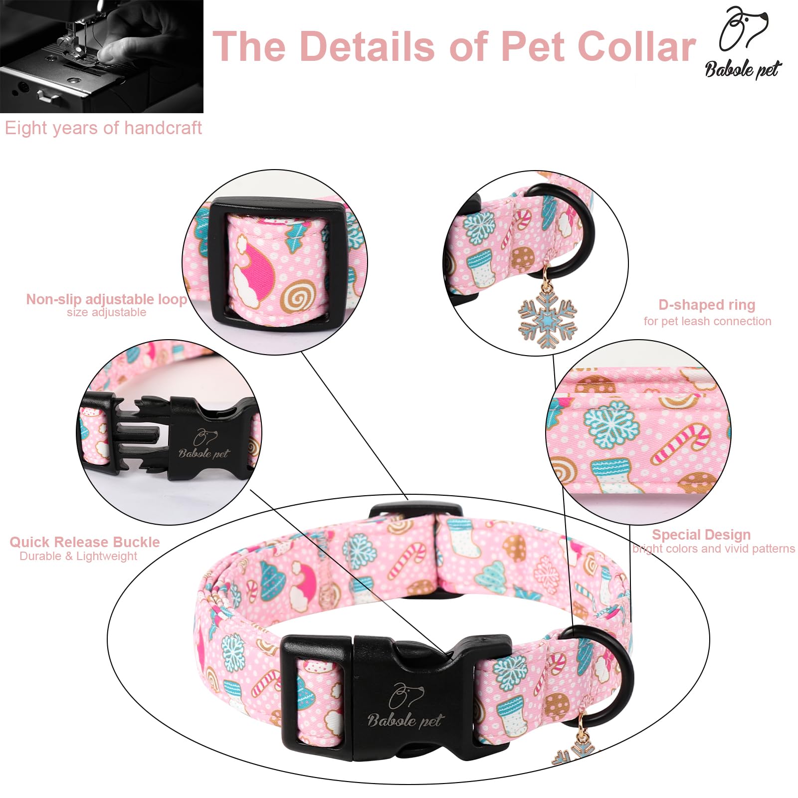 Babole Pet reinforced D-ring collar XL with secure stitching for leash durability