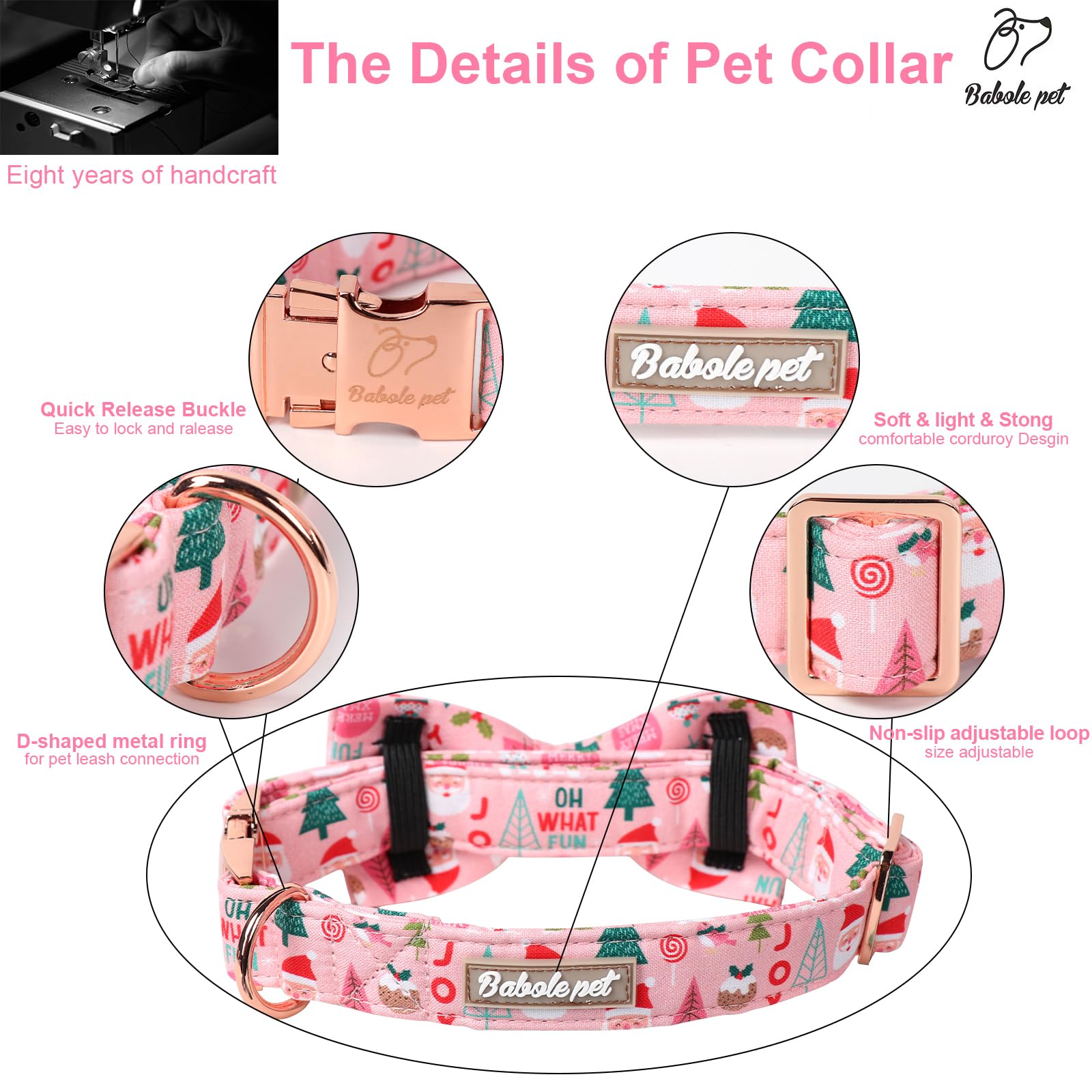Babole Pet removable bow tie enables DIY styling for festive photos.