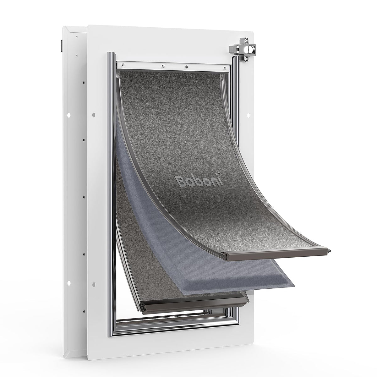 Baboni 3-flaps design pet door reduces drafts while easing access.
