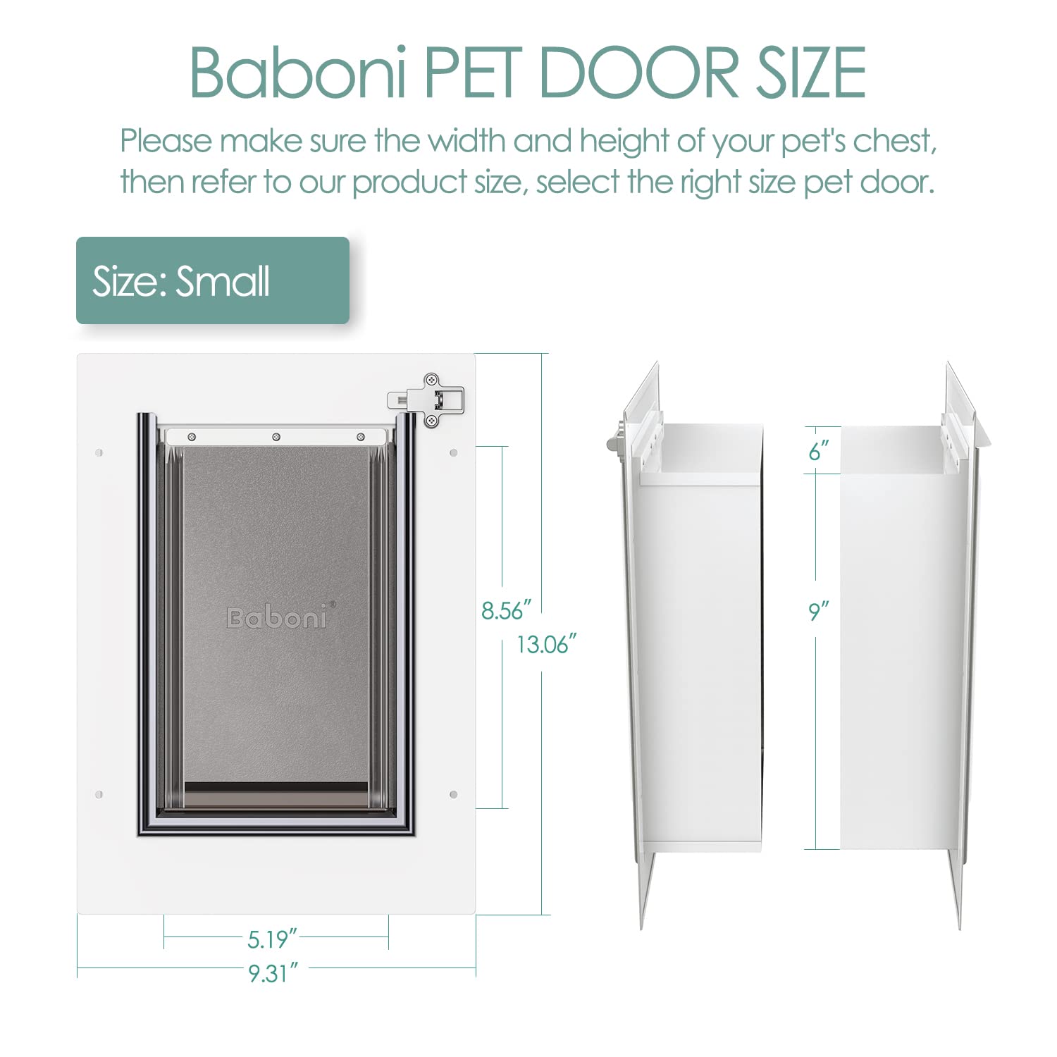 Baboni pet door double-flap highlights weather protection and energy efficiency.