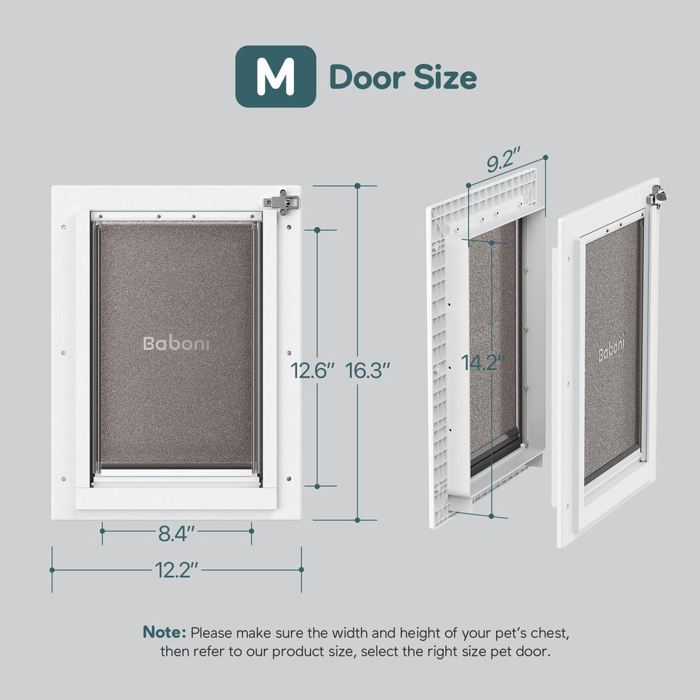 Baboni pet door durable plastic frame highlighting weather resistance