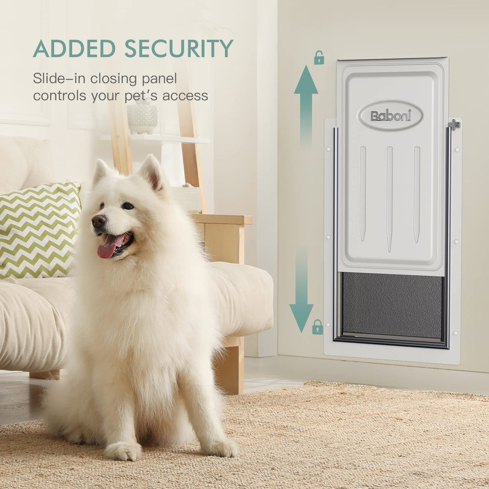 Baboni pet door durable steel frame supports large pets up to 220 lb.