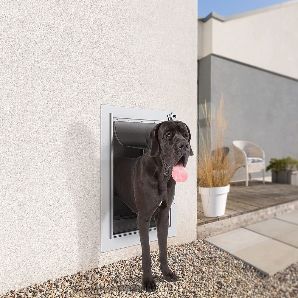 Baboni pet door telescoping-tunnel adapts to thick walls for a precise fit