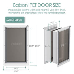 Baboni pet door telescoping tunnel adapts to thick walls for flexible installation.