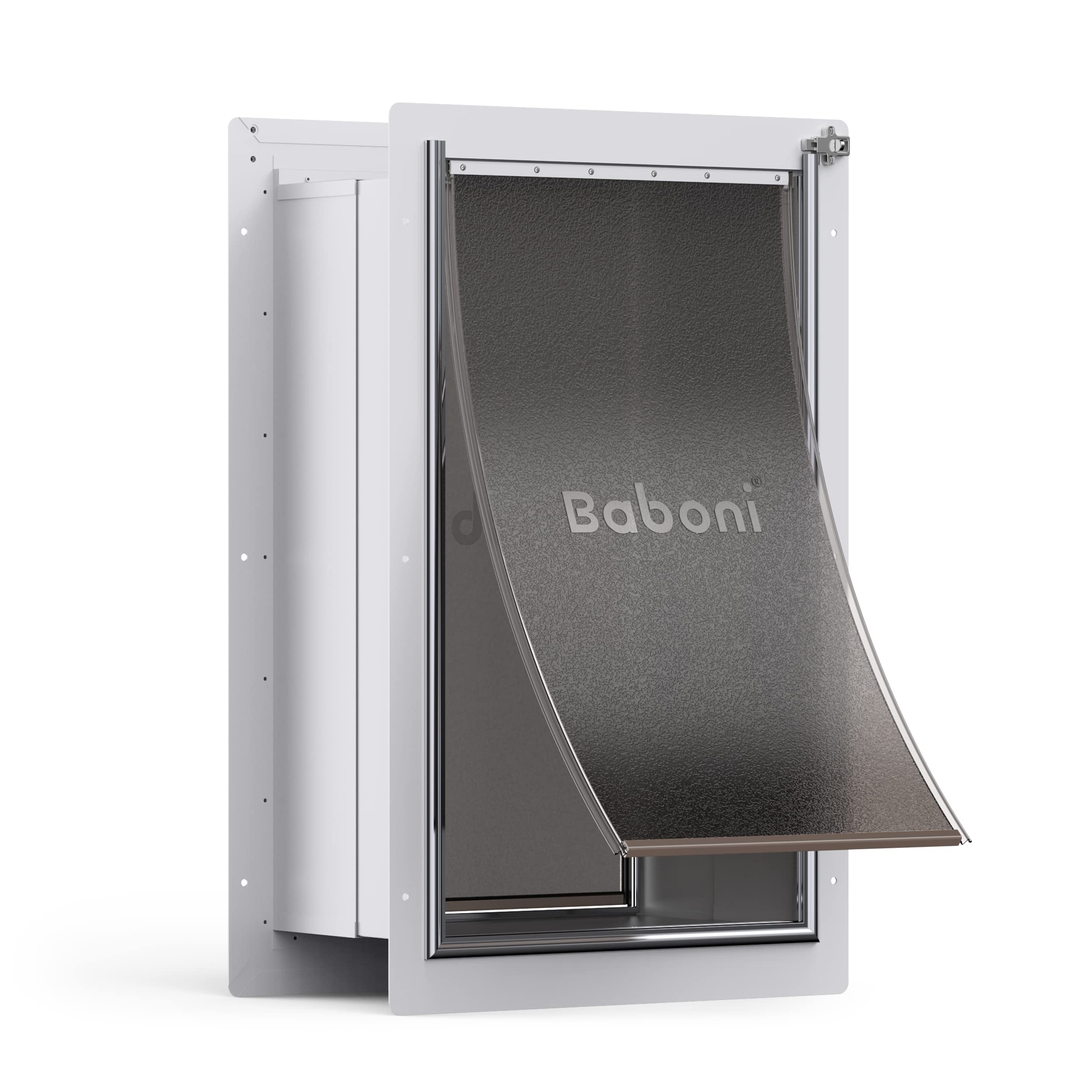 Baboni pet door wall frame demonstrates sturdy build for durable interior and exterior installation.