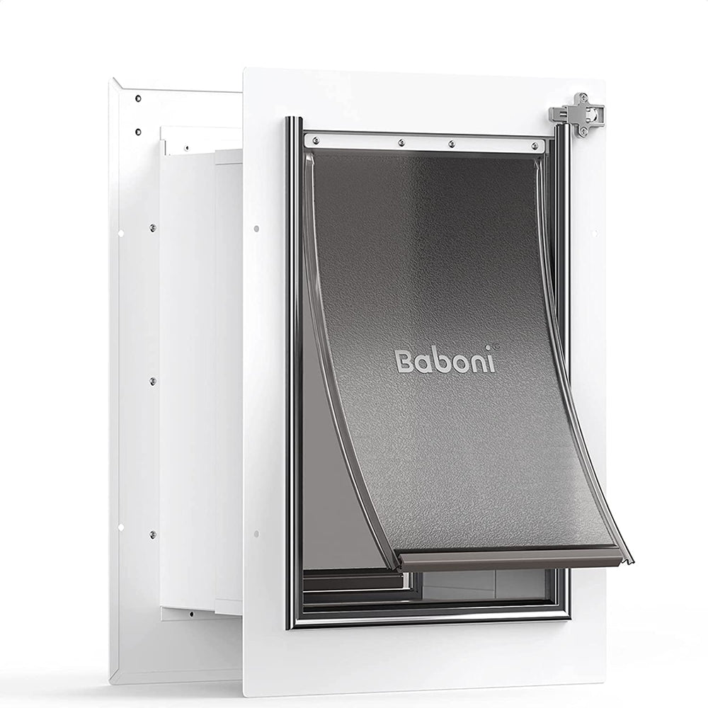 Baboni pet door wall with telescoping tunnel for a precise fit.