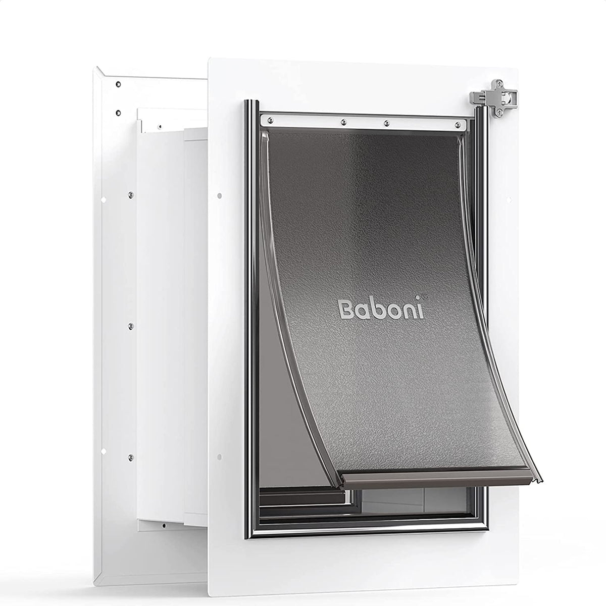 Baboni pet door wall with telescoping tunnel for a precise fit.