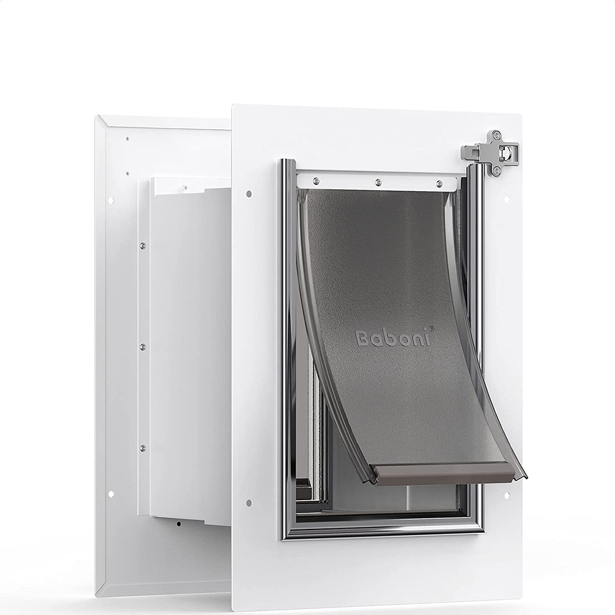 Baboni pet door wall steel-frame enables secure indoor-outdoor access for small pets.