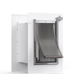 Baboni pet door wall steel-frame enables secure indoor-outdoor access for small pets.