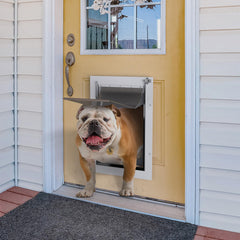 Baboni telescoping tunnel pet door shows adjustable width