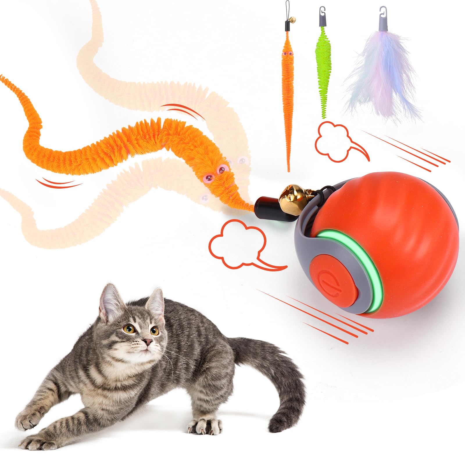 BABORUI interactive cat toy ball orange shell for engaging indoor play