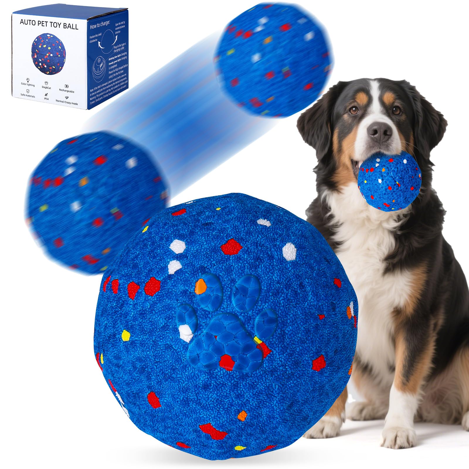 BABORUI Interactive Dog Ball front view showcases durable E-TPU design for aggressive chewers.