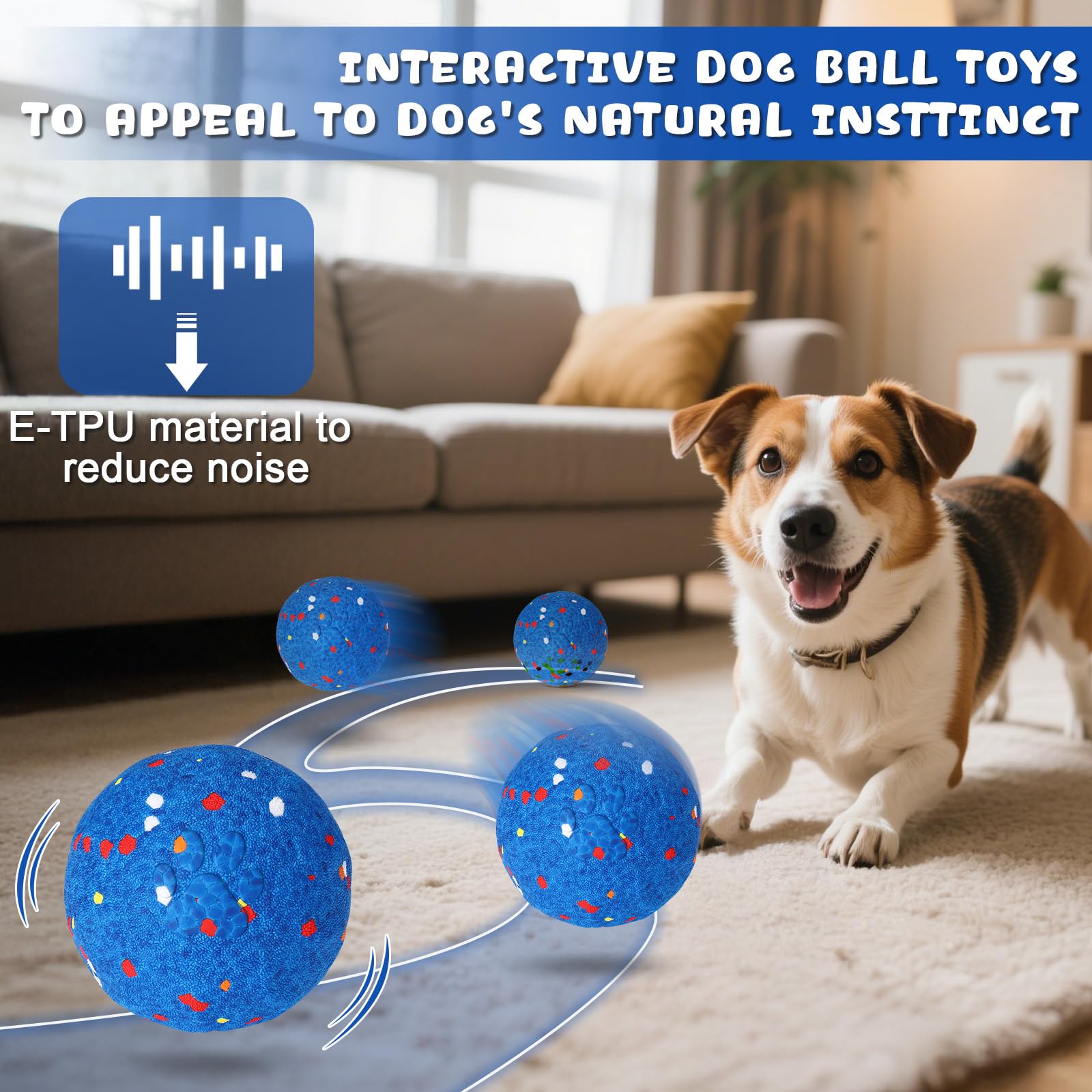 BABORUI Interactive Dog Ball side view highlights water-ready rugged design for indoor and outdoor play.