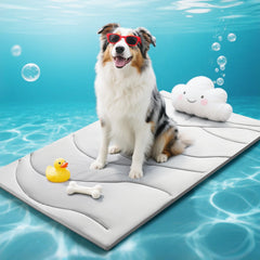 Babygreat dog cooling mat in gray folded for compact storage and quick setup