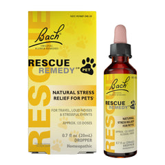 Bach Rescue Remedy Pet Dropper bottle supports calmness without sedation for pets.
