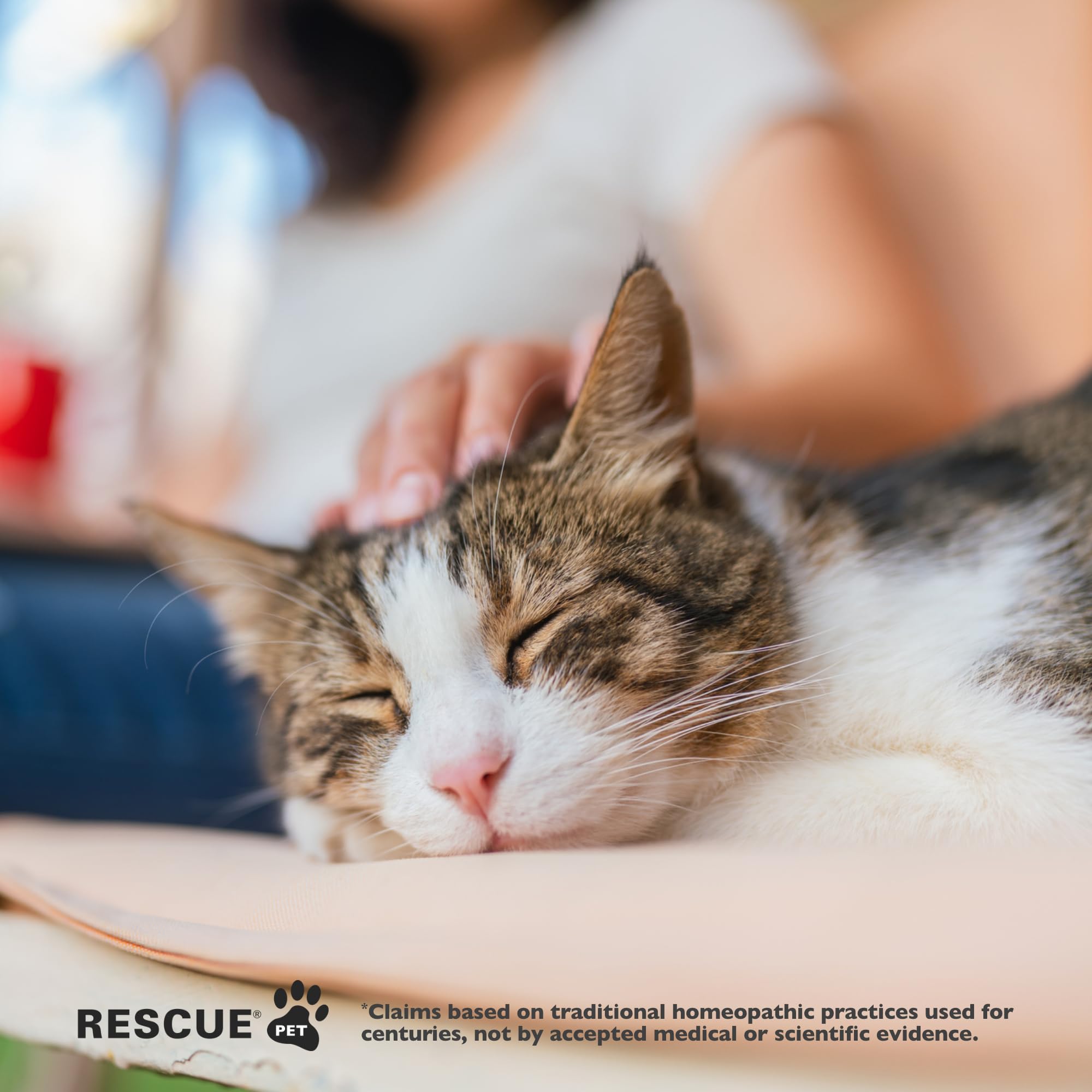 Bach Rescue Remedy Pet Dropper label highlights vegan, alcohol-free formula.