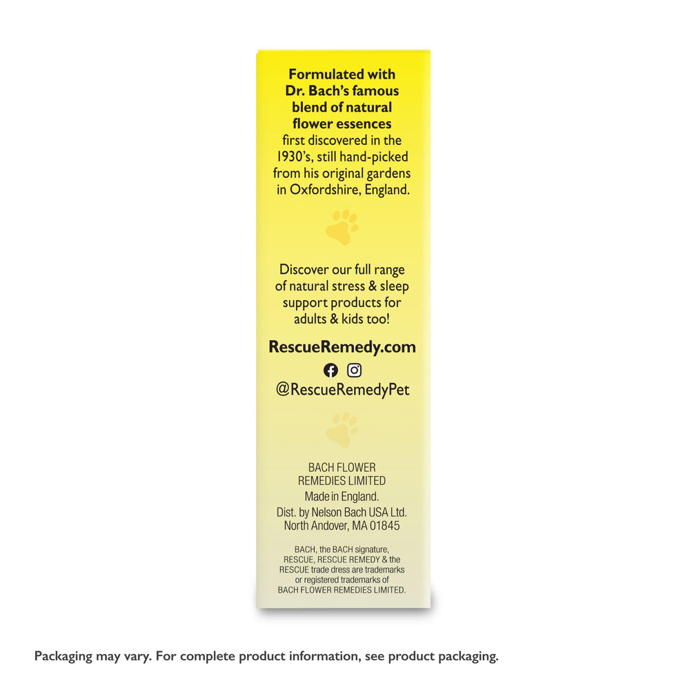 Bach Rescue Remedy Pet Dropper vet-appointment context suggesting non-sedative support.