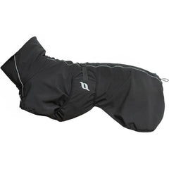 Back on Track Bark coat front view illustrating secure fit for high-tail-set dogs
