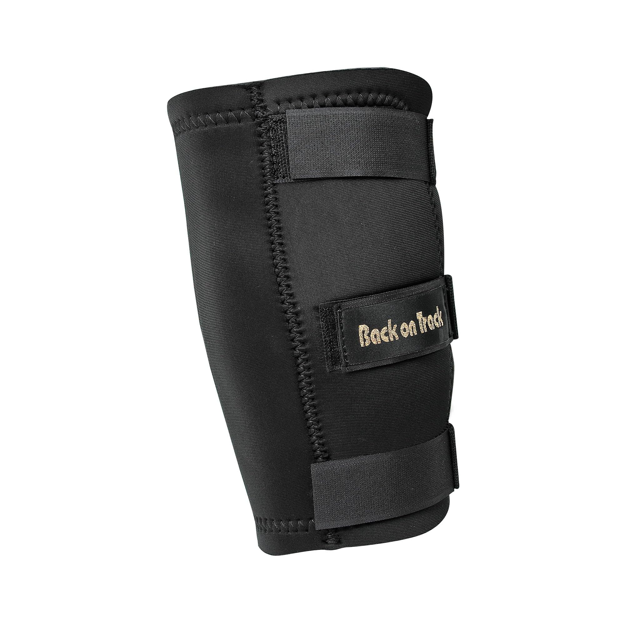 Back on Track Knee Boots Medium strap closeup highlighting adjustable Velcro for secure fit.