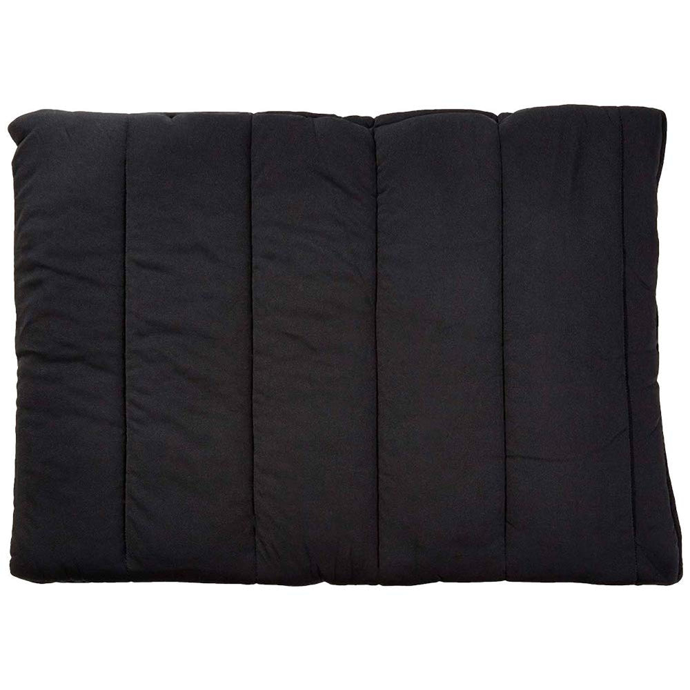 Back on Track Therapeutic Mini Blanket rolled for neck rest to ease neck tension.
