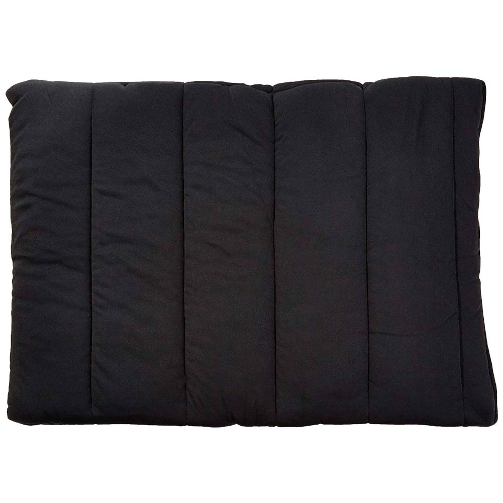 Back on Track Therapeutic Mini Blanket rolled for neck rest to ease neck tension.