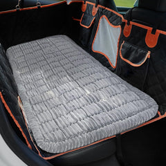 Backseat Dog Bed Mat fabric close-up shows soft, durable surface for pets