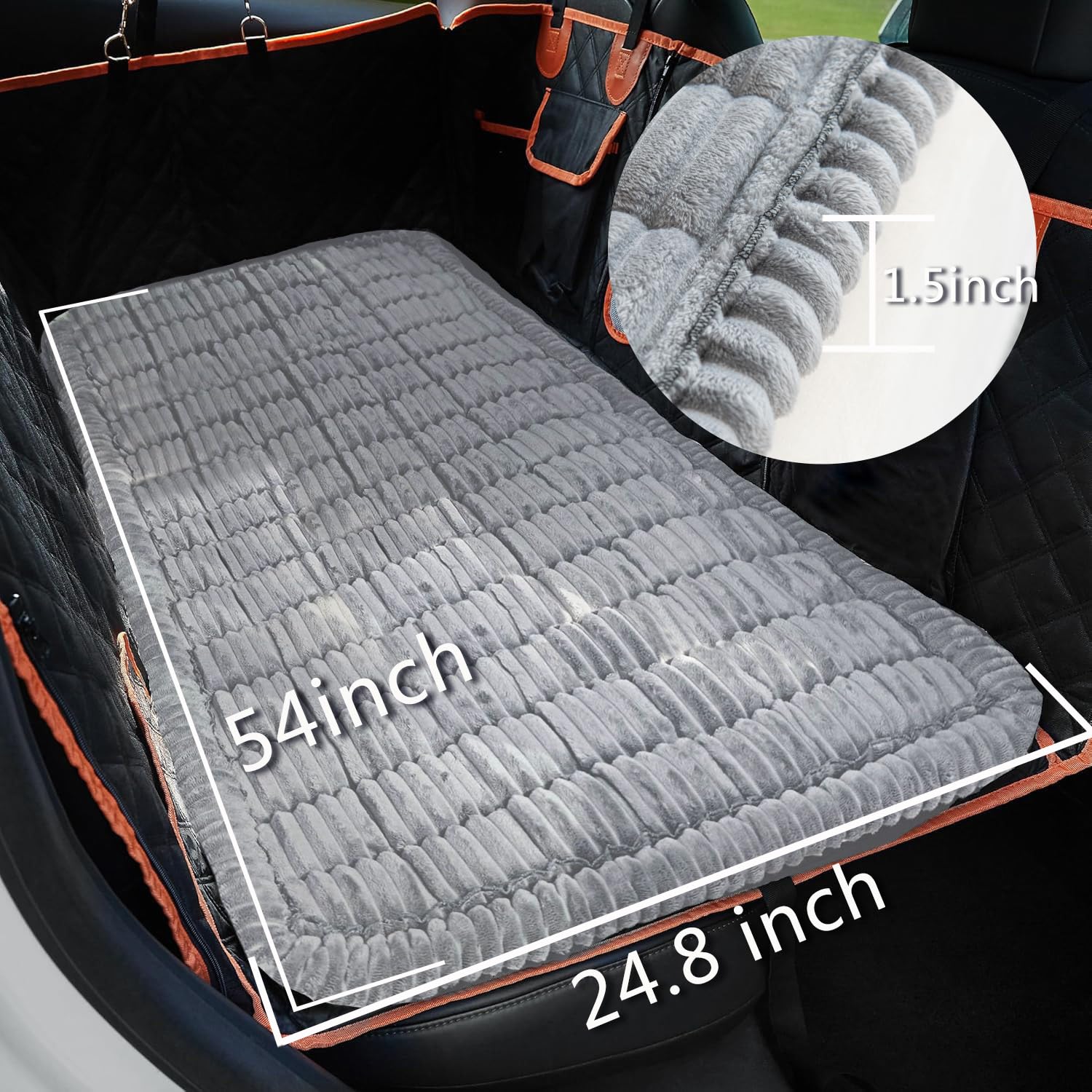 Backseat Dog Bed Mat in car setup shows full-seat coverage