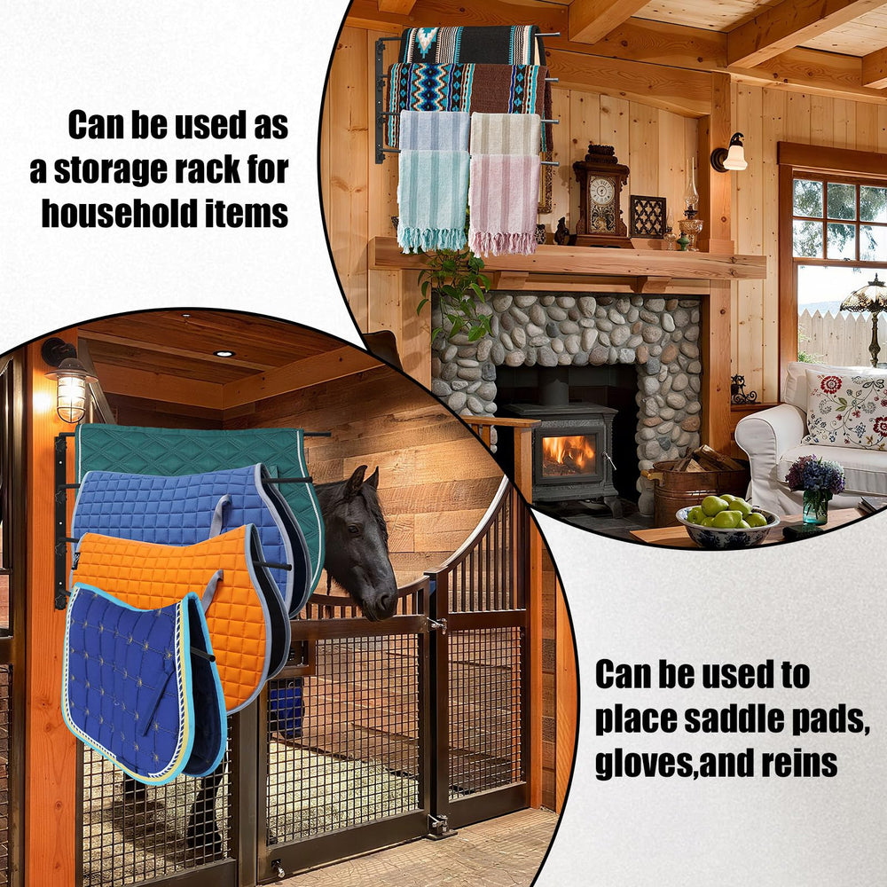 Badashun saddle pad rack versatile storage for blankets and accessories in stables.
