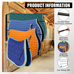 Badashun saddle pad rack metal construction for durable horse gear storage.