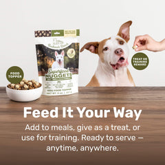 BADLANDS RANCH dog bowl serving nuggets—easy topping to elevate meals.